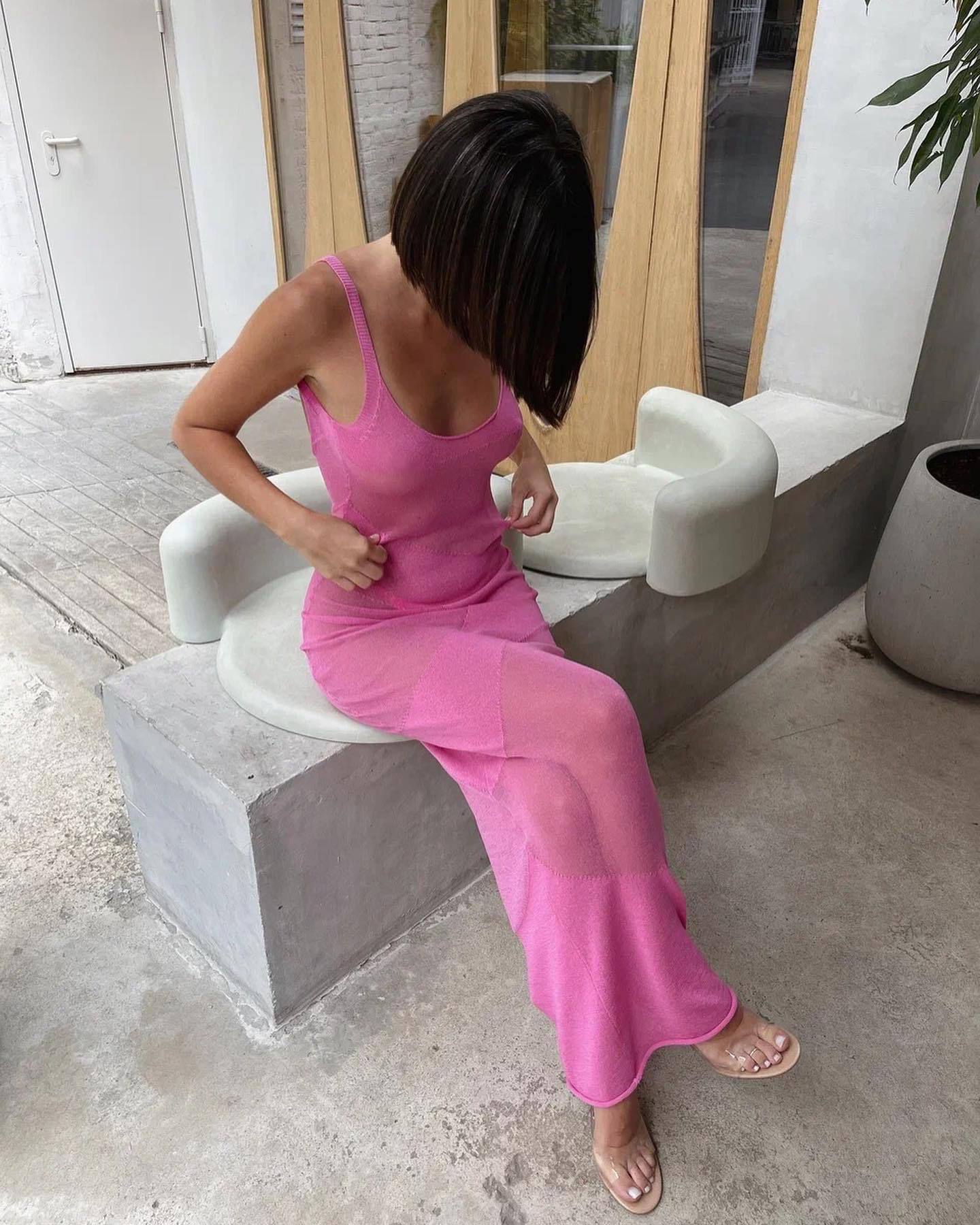 Sexy See through Backless Slim Fit Beach Beach Cover Up Bohemian Woolen Long Patchwork Dress